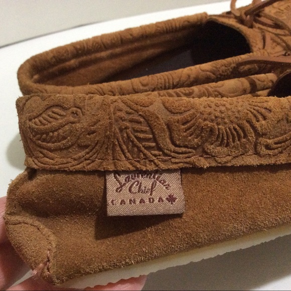 NWOT Laurentian Chief tooled suede leather moccasin - Picture 4 of 10